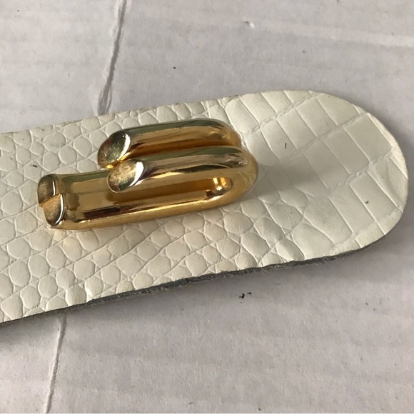 CALDERON Belt White Croc Embossed Leather Corset Gold Buckle Size Medium - Picture 7 of 10